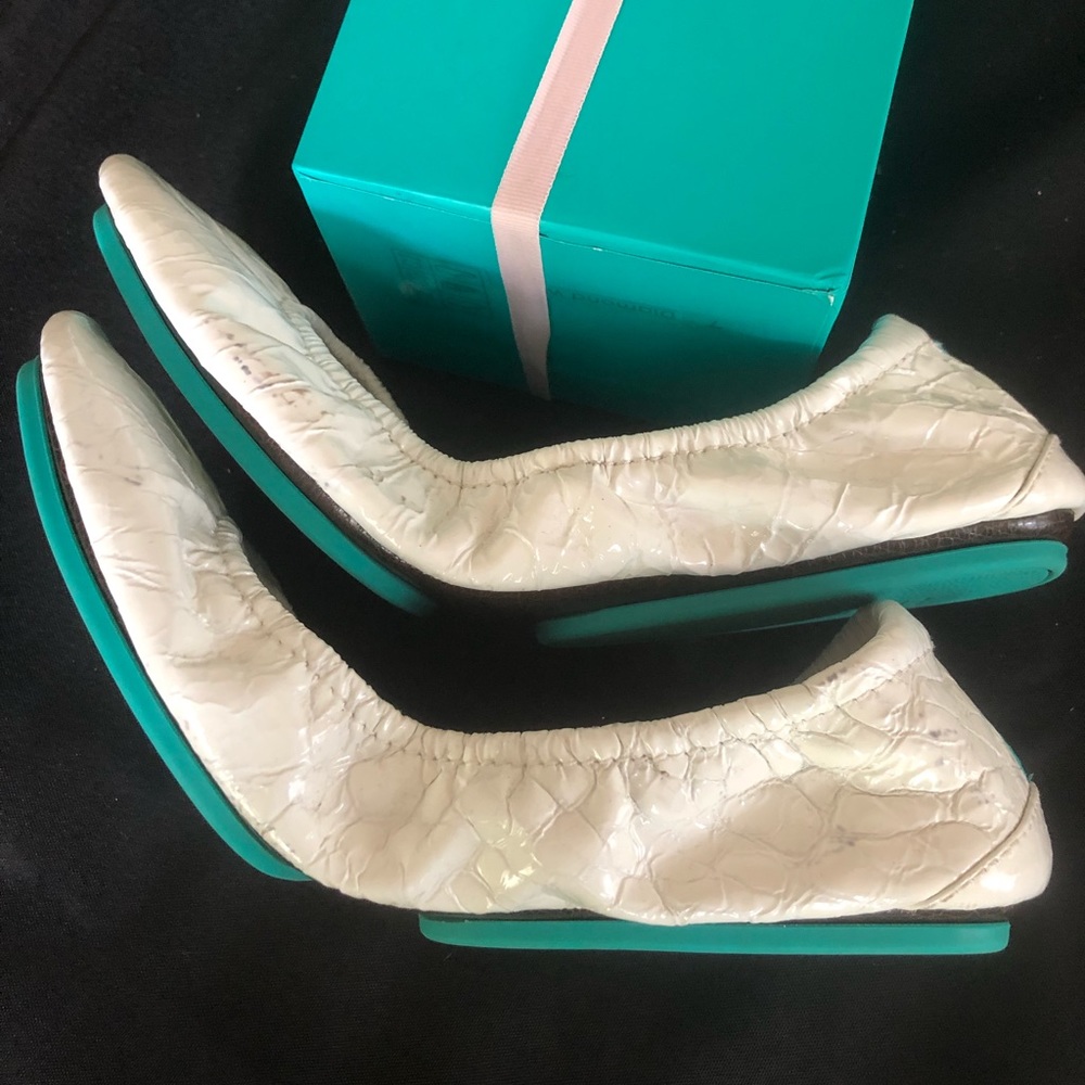Tieks - Diamond White size 7. Used with dark transfer